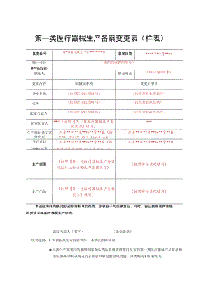 第一类医疗器械生产备案变更表样表.docx