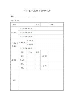 公司生产战略目标管理表.docx