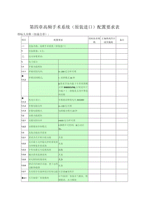 第四章高频手术系统原装进口配置要求表.docx