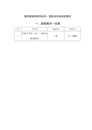 第四章采购项目技术、服条及其他商务要求采购需求一览表.docx