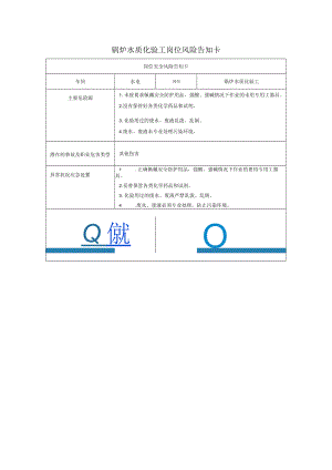 锅炉水质化验工岗位风险告知卡2023.docx