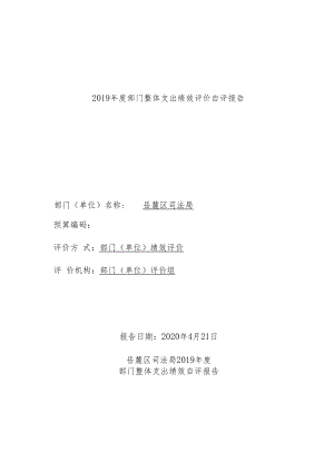 2019年度部门整体支出绩效评价自评报告.docx