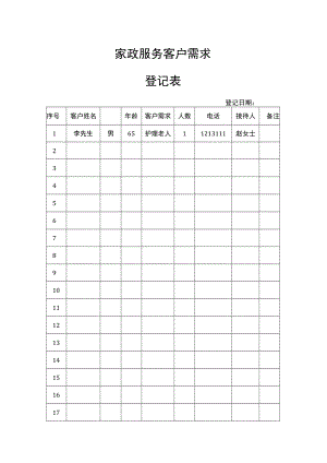 家政服务客户需求登记表.docx