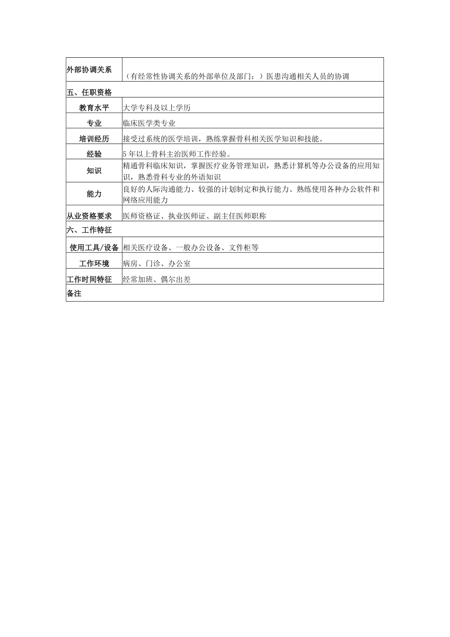 骨科副主任医师岗位说明书.docx_第2页