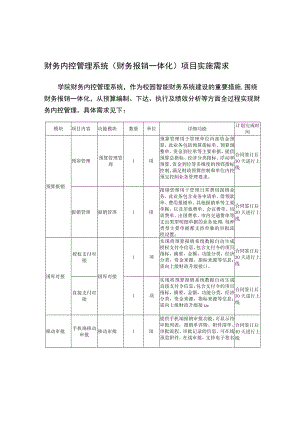 财务内控管理系统财务报销一体化项目实施需求.docx