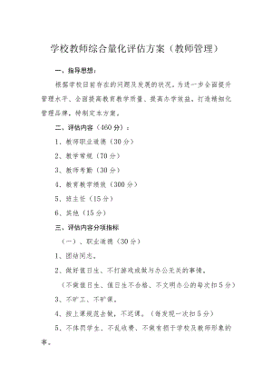 学校教师综合量化评估方案（教师管理）.docx