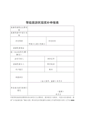 等级旅游民宿奖补申报表、信用承诺书.docx