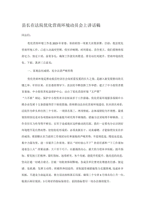 县长在法院优化营商环境动员会上讲话稿.docx