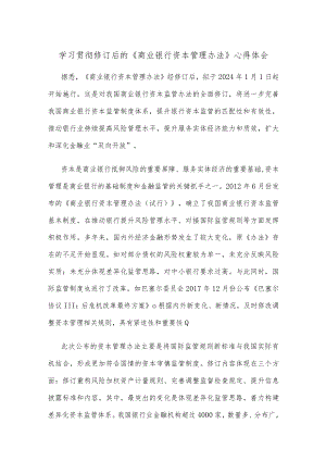 学习贯彻修订后的《商业银行资本管理办法》心得体会.docx