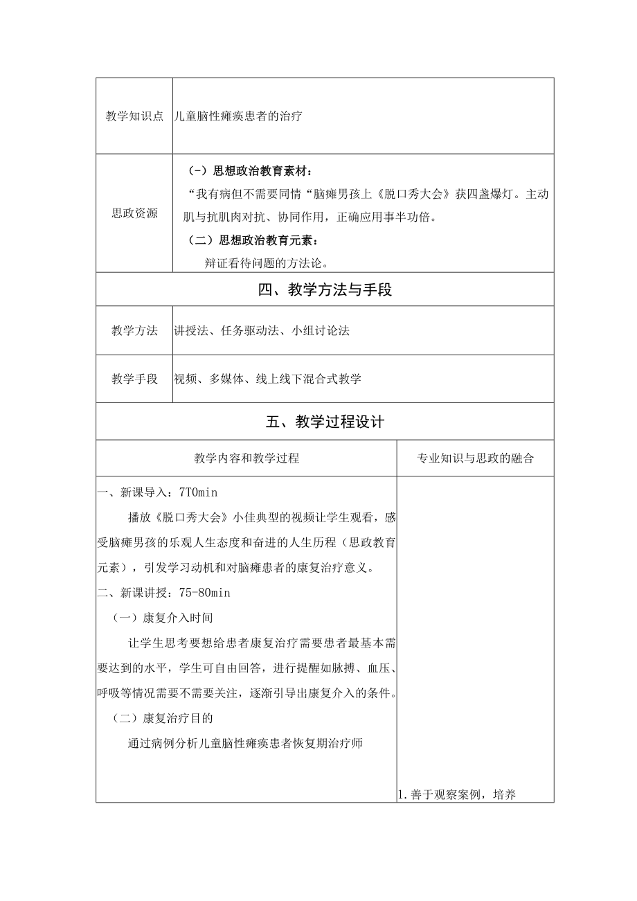 儿童脑性瘫痪康复 教案教学设计.docx_第2页