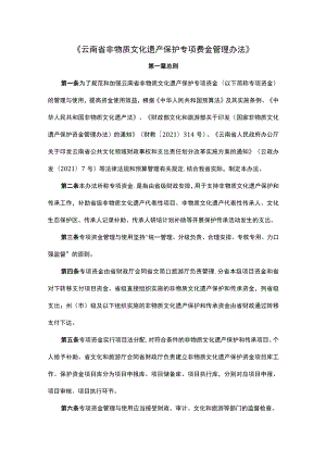 云南省非物质文化遗产保护专项资金管理办法-全文及解读.docx