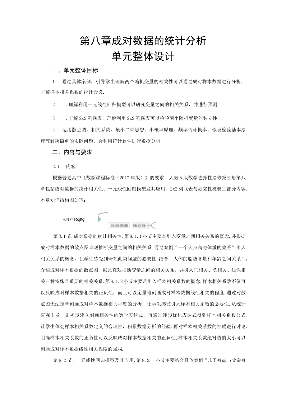 成对数据的统计分析 单元整体设计.docx_第1页