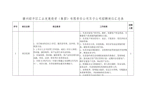 赣州经开区工业发展投资集团有限责任公司及子公司招聘岗位汇总表.docx