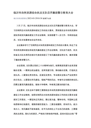 临沂市自然资源综合执法支队召开廉政警示教育大会.docx