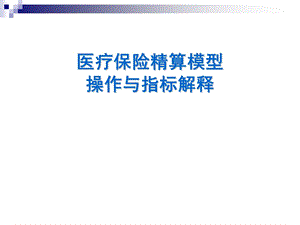 医疗保险精算模型操作与指标解释.ppt