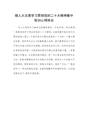 镇人大主席学习贯彻党的二十大精神集中轮训心得体会.docx