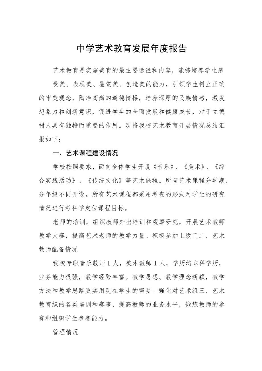 中学艺术教育发展度报告三篇合集.docx_第1页