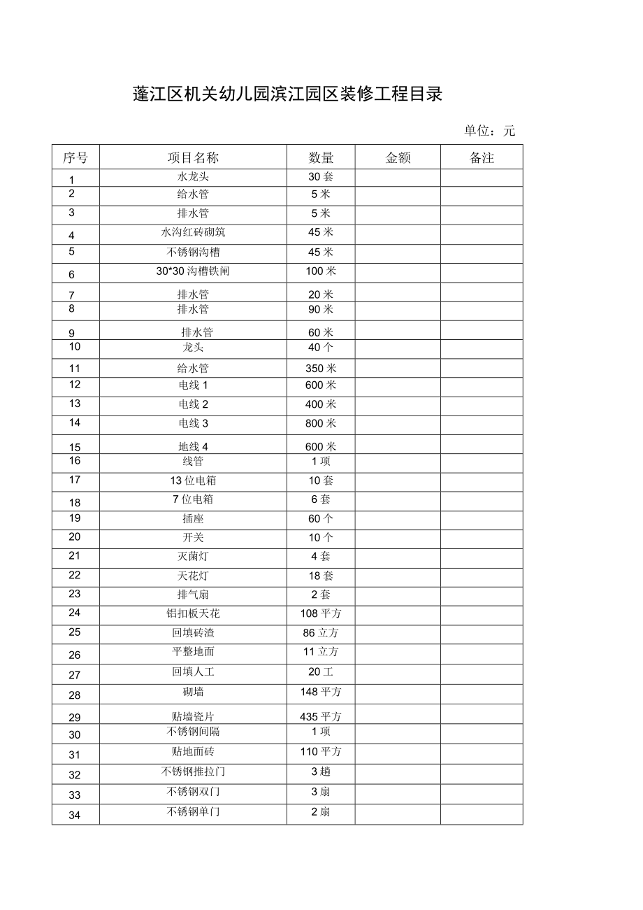 蓬江区机关幼儿园滨江园区装修工程目录.docx_第1页