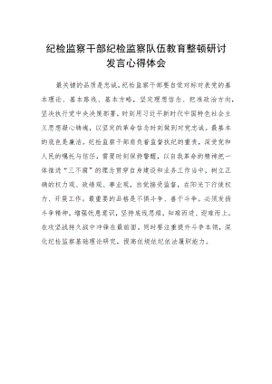 纪检监察干部纪检监察队伍教育整顿研讨发言心得体会.docx