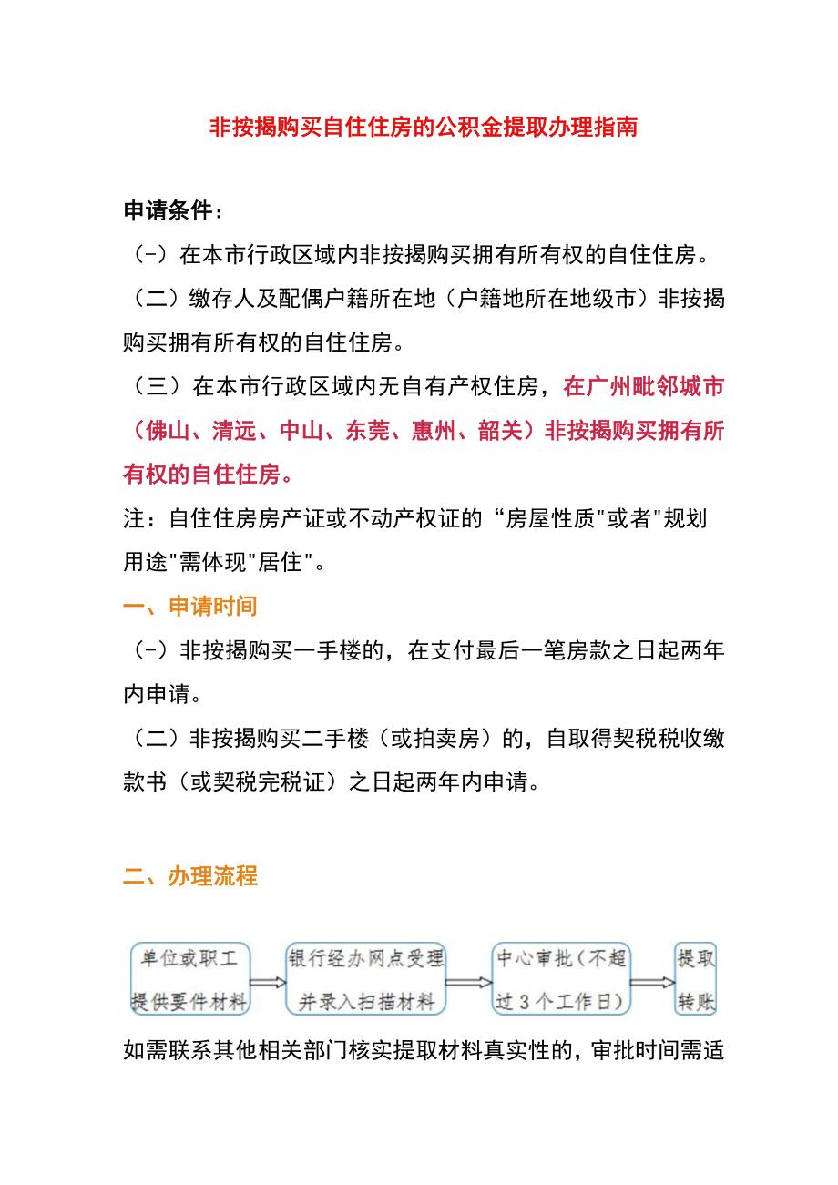 非按揭购买自住住房的公积金提取办理指南.docx_第1页