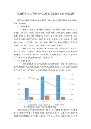 羽绒服装等19种网售产品质量国家监督抽查情况通报.docx