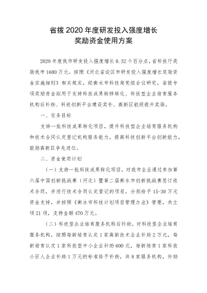 省拨2020年度研发投入强度增长奖励资金使用方案.docx