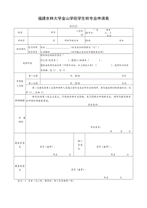 福建农林大学金山学院学生转专业申请表.docx