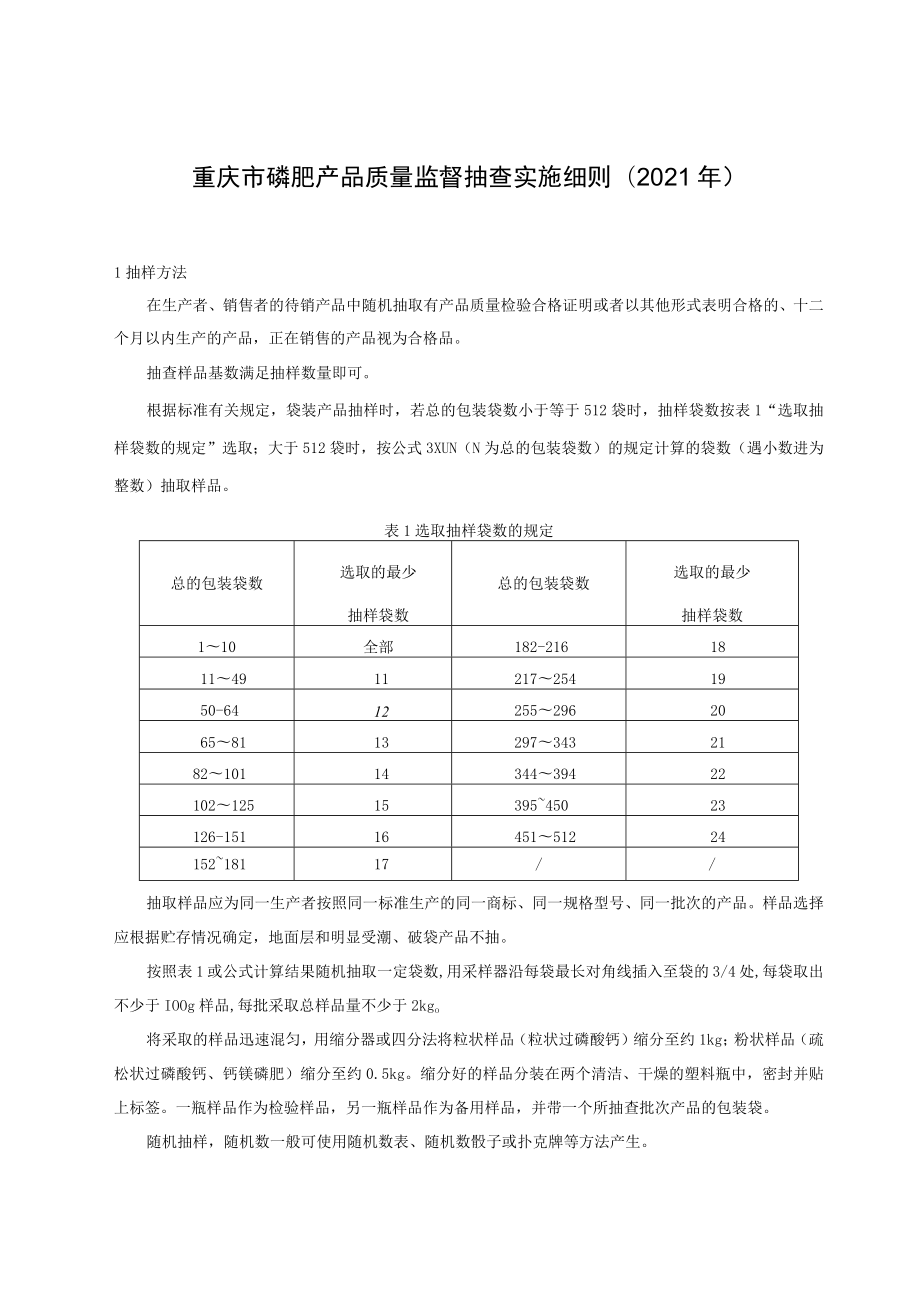 重庆市磷肥产品质量监督抽查实施细则2021年.docx_第1页