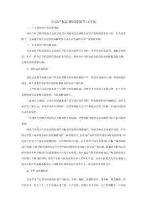 集团公司知识产权法律风险防范与控制.docx