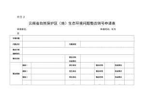 云南省自然保护区（地）生态环境问题整改销号申请表.docx