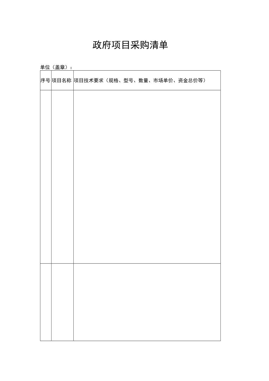 政府项目采购清单.docx_第1页