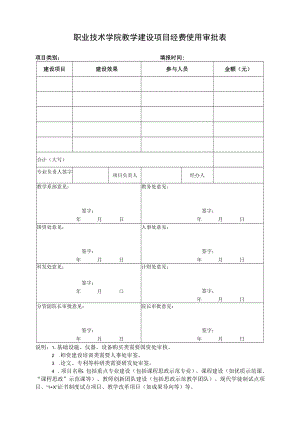 职业技术学院教学建设项目经费使用审批表.docx