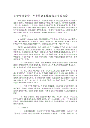 关于乡镇安全生产委员会工作现状及实践探索.docx