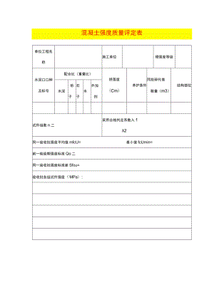 混凝土强度质量评定表模板.docx