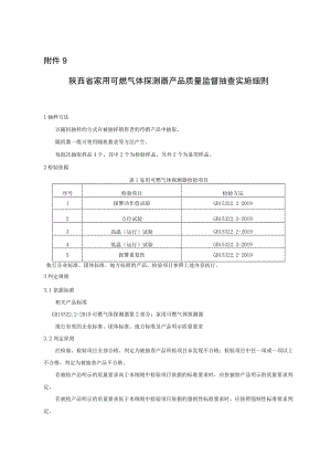 陕西省家用可燃气体探测器产品质量监督抽查实施细则.docx