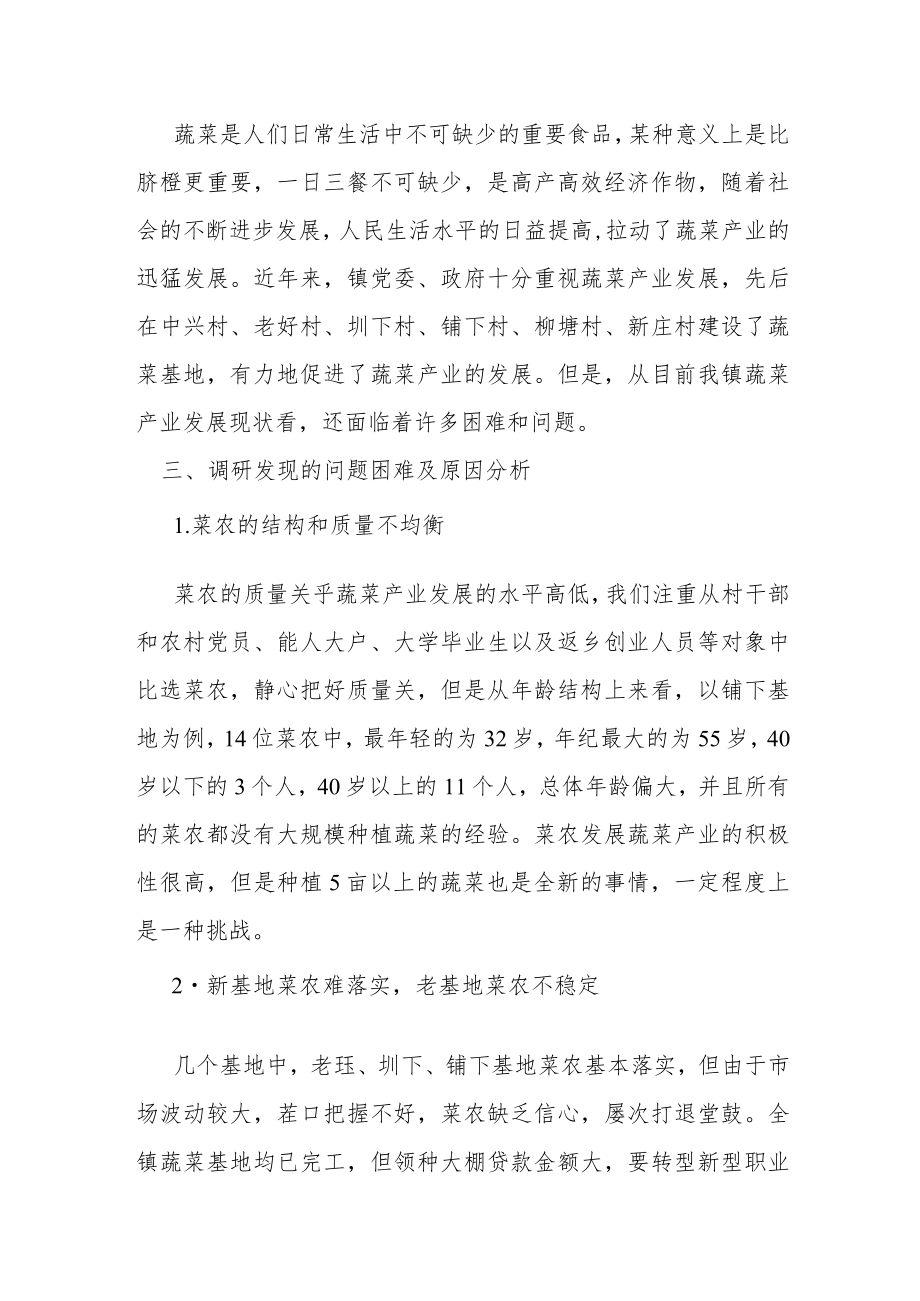 关于某镇蔬菜产业发展情况的调研报告.docx_第2页