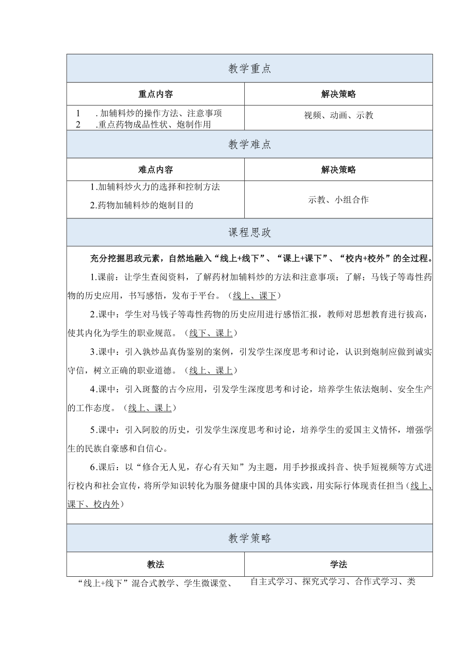 中药炮制技术-加辅料炒思政教案.docx_第2页