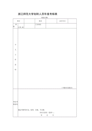 浙江师范大学划转人员年度考核表.docx