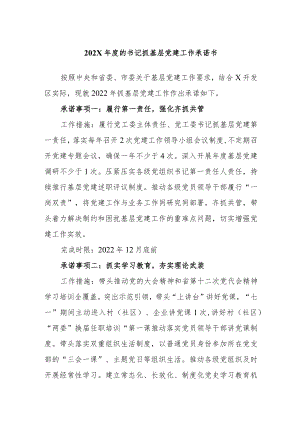 202X年度的书记抓基层党建工作承诺书.docx