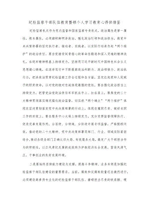 纪检监察干部队伍教育整顿个人学习教育心得供借鉴.docx