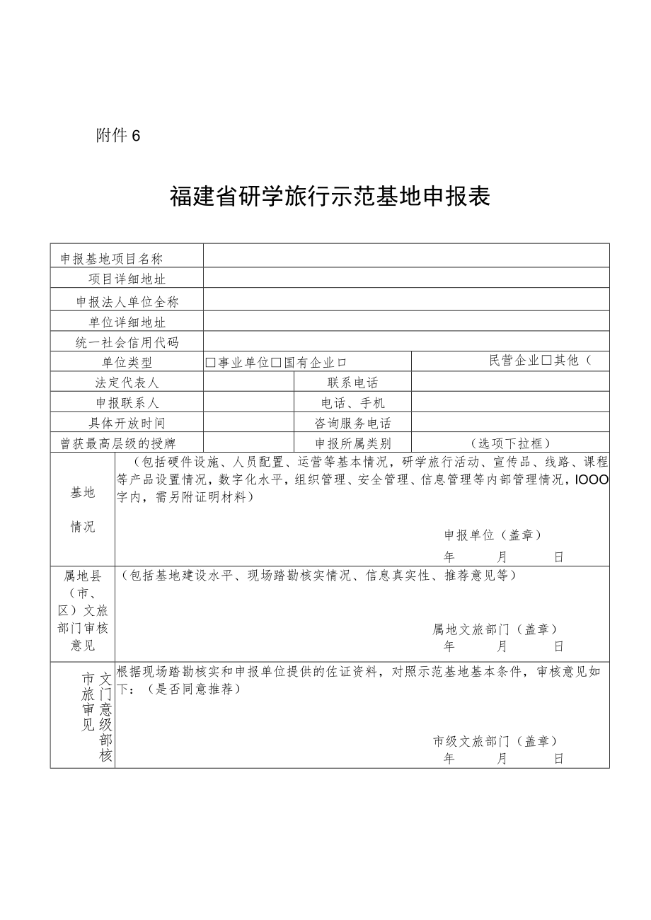 福建省研学旅行示范基地申报表.docx_第1页