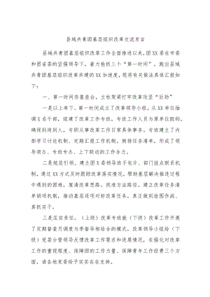 县域共青团基层组织改革交流发言.docx