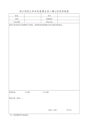 浙江师范大学本科直博生进入博士阶段考核表.docx