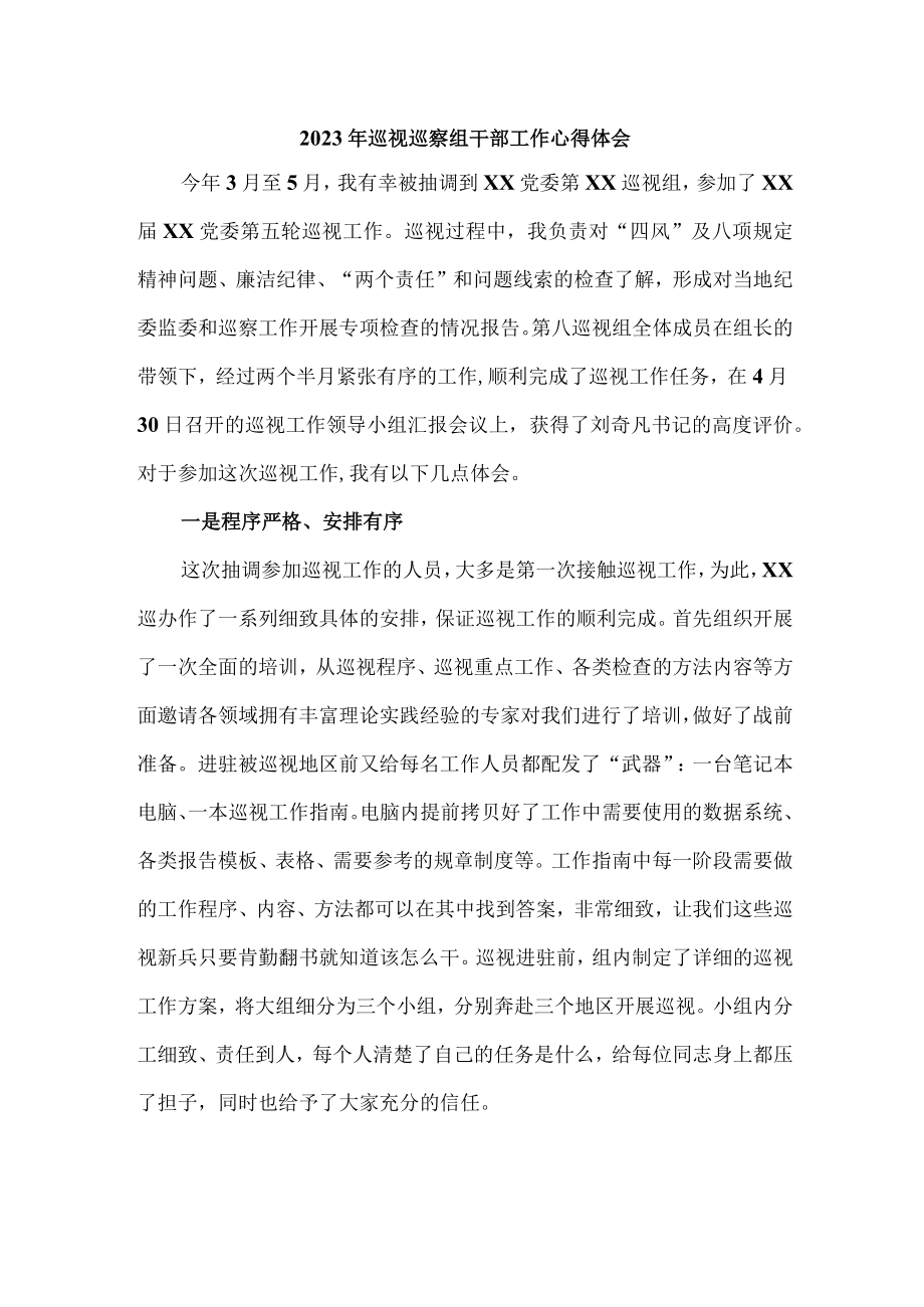 住建2023年纪检巡察组巡检工作个人心得体会 （合计6份）.docx_第1页