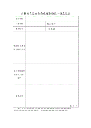 食品安全企业标准修改审查意见表 .docx