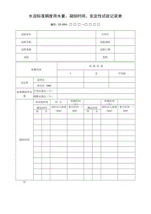 水泥标准稠度用水量、凝结时间、安定性试验记录表.docx