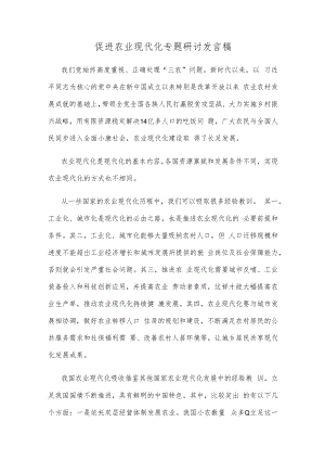 促进农业现代化专题研讨发言稿.docx