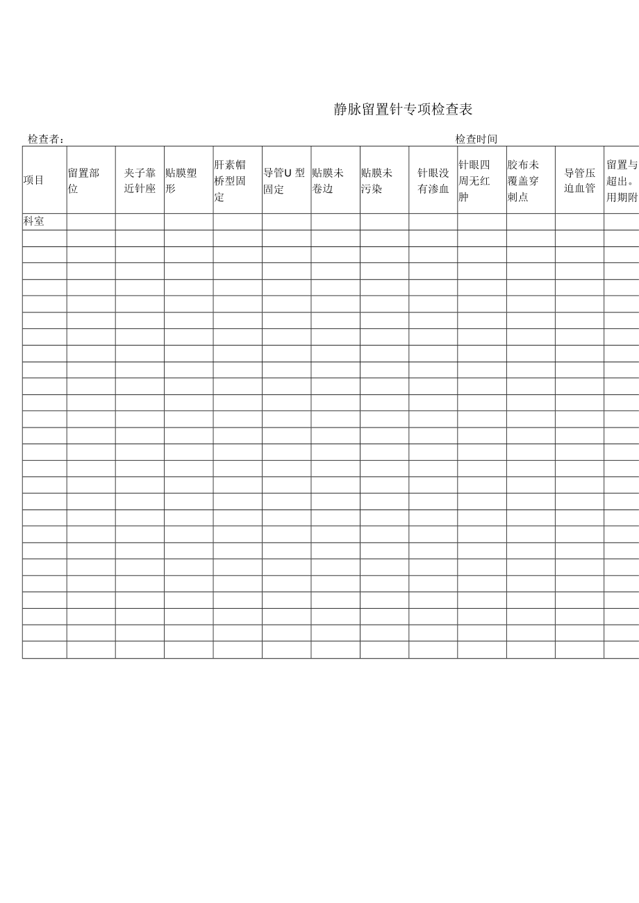 静脉留置针专项检查表.docx_第1页