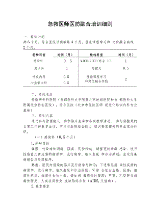 急救医师医防融合培训细则.docx