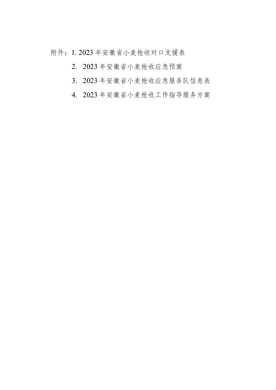 2023年安徽省小麦抢收应急预案、抢收工作指导服务方案.docx_第1页